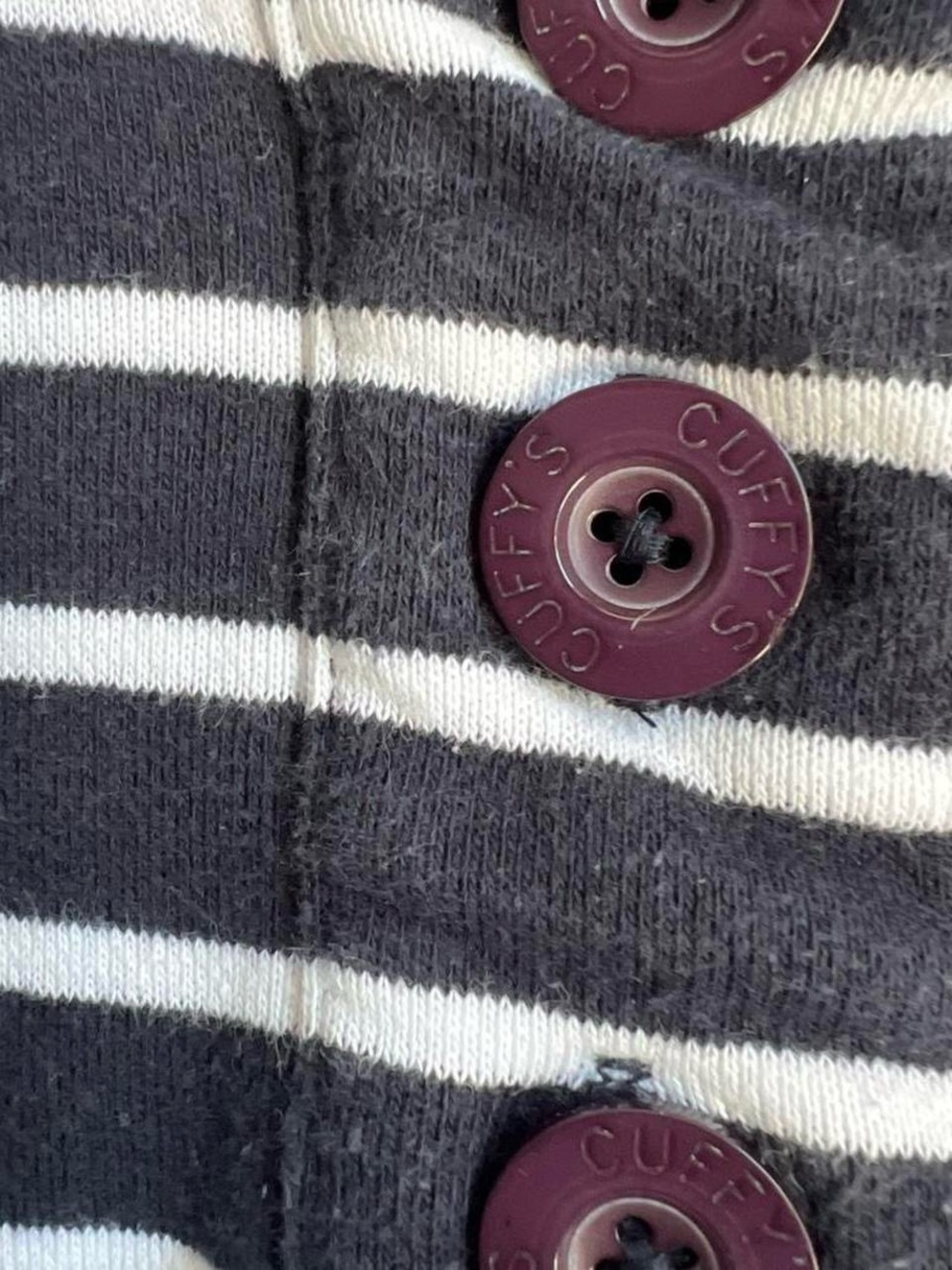 Men's Navy & White Striped Button-Neck Rugby Pullover - Picture 3 of 6